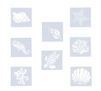 HANABASS Set 8 Pezzi Stencil Riutilizzabili per Motivo Animali Marini in Pet Bianco, Modello Portatile per Progetti Scolastici e Pittura Acrilica