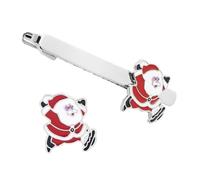 HANABASS Set da 3 Fermacravatte Natalizi Motivo Babbo Natale Mini Clip in Metallo Elegante Accessori Leggeri per Feste e Abiti Formali Adatti a Qualsiasi Tipo di Cravatta