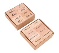 HANABASS Set di 16 Timbri in Legno e Gomma Retro per Scrapbooking e DIY Sigilli Lettere della Settimana, 2 Set per Album e Diario, Creatività e Memoria