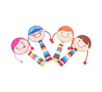 HANABASS Sonaglio in Legno per 4 Giocattoli Educativi a Forma Cartone Animato Leggeri e Sicuri Stimolano Senso del Ritmo Cognizione dei