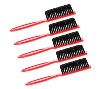 HANABASS Spazzola per Barba da Uomo Set 5 Pezzi con Manico lungo Rosso, Pettine per Baffi, Kit da Viaggio e Styling della Barba, Pulizia Profonda e Mantenimento Folto