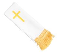 HANABASS Stola Pastorale Reversibile Bianca in Stoffa per Sacerdoti Donne | Ricamo con Frange, Design Classico Raffinato, Accessorio Liturgico per Cerimonie Religiose e Feste