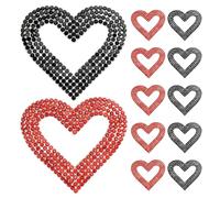 HANABASS Toppe Adesive Fai da Te con Cristalli a Forma di Cuore 12 Pezzi in Rosso e Nero Decorazioni per Abiti e Accessori Applique Autoadesive per Giacche Borse e Scarpe Fissaggio