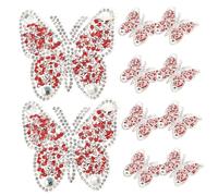 HANABASS Toppe Termoadesive Decorate a Strass Farfalla 6x6 Cm Rosso, Set da 10 Pezzi per Riparazione e Decorazione Abbigliamento, Cappotti, Borse e Accessori