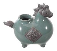 HANABASS Vaso in Ceramica a Forma di Cavallo Verde Base Robusta e Finitura Lucida, Decorazione Artistica la Casa e Soggiorni, Simbolo di Buona Fortuna per Ogni Stagione