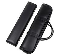 Hanabitx Borsa per flauto di fascia alta a 16 fori Borsa per flauto in pelle nera Scatola per flauto Scatola in pelle PVC Set di forniture per strumenti a fiato