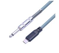 Hanabitx Cavo audio da 6,35 mm maschio a USB di tipo C maschio per chitarra, cavo audio da 1/4 di pollice a USB-C, cavo di registrazione da chitarra a USB C, 3 metri