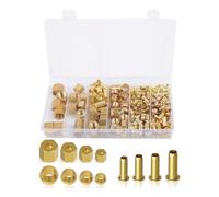 Hanabitx Kit assortimento di raccordi a compressione da 180 (1/4 pollici, 3/8 pollici, 5/16 pollici, 1/2 pollici) di manicotto a compressione in ottone, inserti e dadi facile da installare facile da