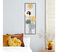Hanah Home Accessorio decorativo da parete in metallo, fatto a mano, 32 x 90 x 4 cm, 100% metallo, design unico dipinto a mano, perfetto per la decorazione domestica, aggiunge eleganza e stile
