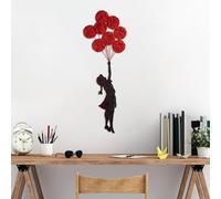 Hanah Home Accessorio decorativo da parete in metallo, fatto a mano, rosso e nero, 100 x 34 cm, 100% metallo, spessore 1,5 mm, design unico, perfetto per decorazioni domestiche e esposizione d'arte