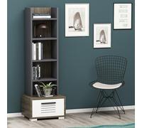 Hanah Home Bookshelf, Noce Bianco Antracite, Taglia Unica