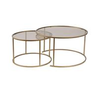 Hanah Home Elegant Coffee Table Set (2 pezzi), oro e bronzo, 80 x 80 x 43 cm e 60 x 60 x 39 cm | 100% vetro temperato & Metal Frame | Design elegante e durevole per gli spazi moderni