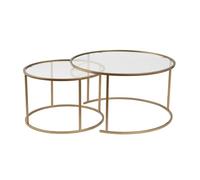 Hanah Home Elegant Coffee Table Set (2 pezzi), oro e trasparente, 60 x 60 x 39 e 80 x 80 x 43 cm, cornice in vetro temperato e metallo, design elegante e durevole per gli spazi moderni