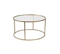 Hanah Home Elegant Coffee Table with 100% Tempered Glass Top (4 mm) & Sturdy Metal Frame (1,5 mm), 80 x 80 x 43 cm, Gold & Transparent Finish | Modern Design for Living Room
