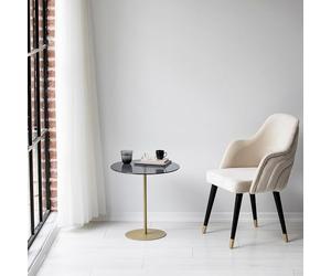 Hanah Home Elegant Side Table, 50 cm Gold & Dark Grey, 100% Tempered Glass & Metal Frame | Elegante Addition for Modern Living Rooms & Bedrooms