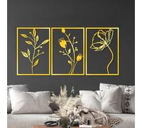 Hanah Home Elegante accessorio decorativo da parete in metallo (3 pezzi), 49 x 70 cm, durevole 1,5 mm, perfetto per interni moderni e eleganti