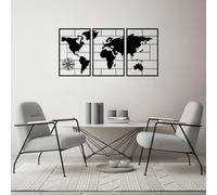 Hanah Home Elegante accessorio decorativo da parete in metallo (3 pezzi), nero, 50 x 75 cm, 100% metallo, spessore: 1,5 cm, perfetto per arredamento moderno e arte
