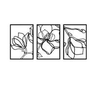 Hanah Home Elegante accessorio decorativo da parete in metallo nero (3 pezzi), 30 x 45 cm, 100% metallo, spessore 1,5 mm, facile da montare, perfetto per arredamento moderno