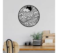 Hanah Home Elegante accessorio decorativo da parete in metallo, nero, 47 x 47 cm, 100% metallo, spessore 1,5 mm, design leggero e moderno per la decorazione della casa