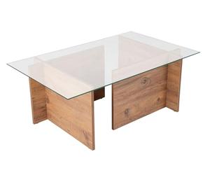 Hanah Home Elegante Coffee Table, Atlantic Pine, 105 x 65 x 40 cm, 100% vetro temperato, 100% melamina rivestita, 18 mm di spessore, design moderno per la sala da vita