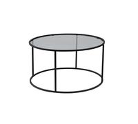 Hanah Home Elegante Coffee Table, Black & Grey, 80 x 80 x 43 cm, 100% vetro temperato (4 mm) & Metal Frame (1,5 mm) | Design moderno per Living Room & Office