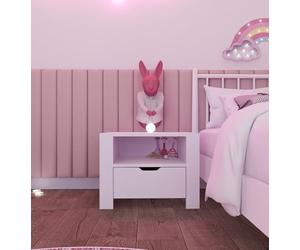 Hanah Home Elegante nightstand con singolo drawer, bianco opaco, 60 x 45 x 42 cm, 100% melamina rivestita in melamina, spessore 18 mm, elegante e funzionale Storage Solution