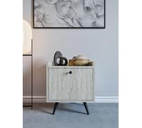 Hanah Home Elegante nightstand with Marble Concept, Travertine Color, larghezza 50 cm, altezza 55 cm, profondità 40 cm | 100% melamina rivestita in poliuretano, manico in legno