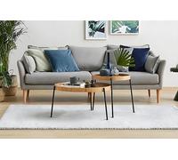 Hanah Home Elegante set da tavolo (2 pezzi), colore naturale, 70 x 70 x 40 e 48 x 48 x 50 cm, durevole, 100% MDF con leghe in metallo, ideale per spazi moderni
