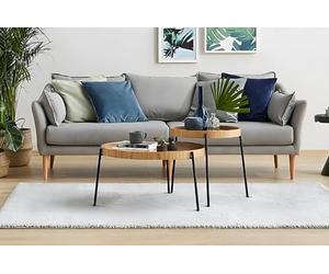 Hanah Home Elegante set da tavolo (2 pezzi), colore naturale, 70 x 70 x 40 e 48 x 48 x 50 cm, durevole, 100% MDF con leghe in metallo, ideale per spazi moderni