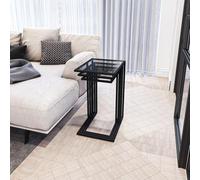 Hanah Home Elegante set di 3 tavole nere | 100% vetro temperato, spessore 4 mm | Leghe metalliche perfette per ambienti moderni e uffici