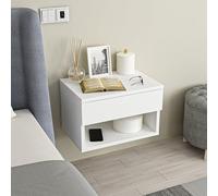 Hanah Home Elegante stand notturno, bianco, 44,6 x 29 x 31,6 cm, 100% chipboard, montaggio a parete, perfetto per moderne bedrooms & Living Spaces, design elegante
