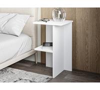 Hanah Home Elegante stand notturno bianco con opzione di montaggio a parete, 36 x 60 x 36 cm, 100% melamina rivestita in melamina, spessore 18 mm, elegante soluzione per lo storage moderno