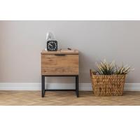 Hanah Home Elegante stand notturno con inserti in metallo, pino e nero, 45 x 53 x 40 cm | 100% melamina rivestito in melamina, spessore 18 mm | Design moderno per bedroom & Living Room