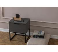 Hanah Home Elegante stand notturno con leghe in metallo, antracite e nero, 45 x 53 x 40 cm, 100% melamina rivestita in melamina, spessore 18 mm, design moderno per bedroom