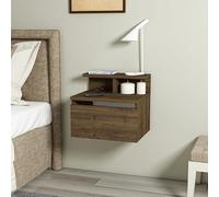 Hanah Home Elegante stand notturno in noce, 39,8 x 35 x 31,6 cm, 100% chipboard, montaggio a parete, perfetto per spazi moderni, design elegante