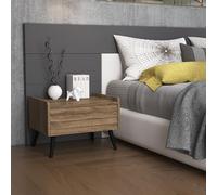 Hanah Home Elegante stand notturno in noce, 60 x 40 x 45 cm, 100% chipboard, spessore 18 mm, filo MDF da 26 mm con copertura, elegante storage per le moderne bedrooms