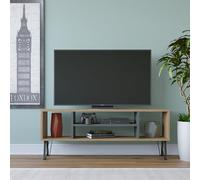 Hanah Home Elegante supporto per TV con opzione di montaggio a parete, rovere e antracite, 120 x 25 x 46,6 cm | 100% melamina rivestita in melamina, spessore 18 mm | Multiple Shelves for Modern Living