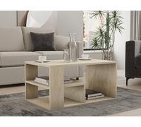 Hanah Home Elegante tavolino da caffè con opzione di montaggio a parete, colore travertino, 80 x 50 x 40 cm, 100% melamina, spessore 18 mm, elegante storage & shelves for Modern Living