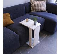 Hanah Home Elegante tavolino laterale, bianco e nero, 30 x 61 x 43 cm, 100% melamina, spessore 18 mm, design moderno per casa e ufficio