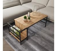Hanah Home Elegante tavolo da caffè in pino, 110 x 60 x 50 cm, 100% melamina, spessore 18 mm, resistente polvere elettrostatica, rivestimento in metallo, design moderno
