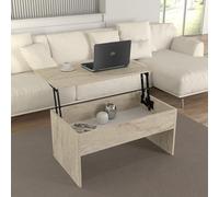 Hanah Home Elegante Tavolo da Caffè, Travertino, 90 x 52 x 45 cm, 100% melammina, Spessore 18 mm, Design elegante in marmo per spazi abitativi moderni