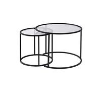 Hanah Home Stylish Coffee Table Set (2 pezzi), nero e trasparente, 100% vetro temperato, telaio in metallo, dimensioni: 42 x 39 x 42 cm, dimensioni: 60 x 43 x 60 cm, design moderno per la sala da vita