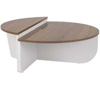 Hanah Home Stylish Coffee Table Set (2 pezzi), noce e bianco, 90 x 60 x 30 e 85 x 30 x 35 cm, 100% melamina rivestita, spessore 18 mm, design moderno per Living Room