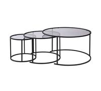 Hanah Home Stylish Coffee Table Set (3 pezzi), Black & Grey, vetro temperato & Metal Frame | Small: 42 x 35 x 42, Medium: 60 x 39 x 60, Large: 80 x 43 x 80 | Modern Design for Living Room