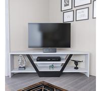 Hanah Home Supporto per TV, melammina, Bianco Nero, Taglia Unica