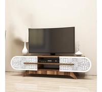 Hanah Home Supporto per TV, melammina, Noce Bianco, Taglia Unica