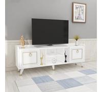 Hanah Home Supporto per TV, melammina, Oro Bianco, Taglia Unica