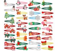 Hanaive 40 fermagli per capelli natalizi da donna, accessori per capelli natalizi con Babbo Natale, pupazzo di neve, renna, albero di Natale, Babbo Natale, regali per feste di compleanno, forniture
