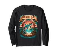 Hanalei Kauai Bay Hawaii Delfino tropicale Tramonto Scena Maglia a Manica