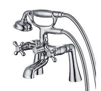 Hanallx Clawfoot Rubinetto per vasca da bagno con montaggio a ponte Rubinetto per vasca da bagno in ottone cromato vintage con doccia portatile a forma di telefono